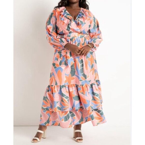 Eloquii Maxi Dress Tropical Vacation Cruise Beach Pool Colorful Size 16 Floral - Picture 1 of 14